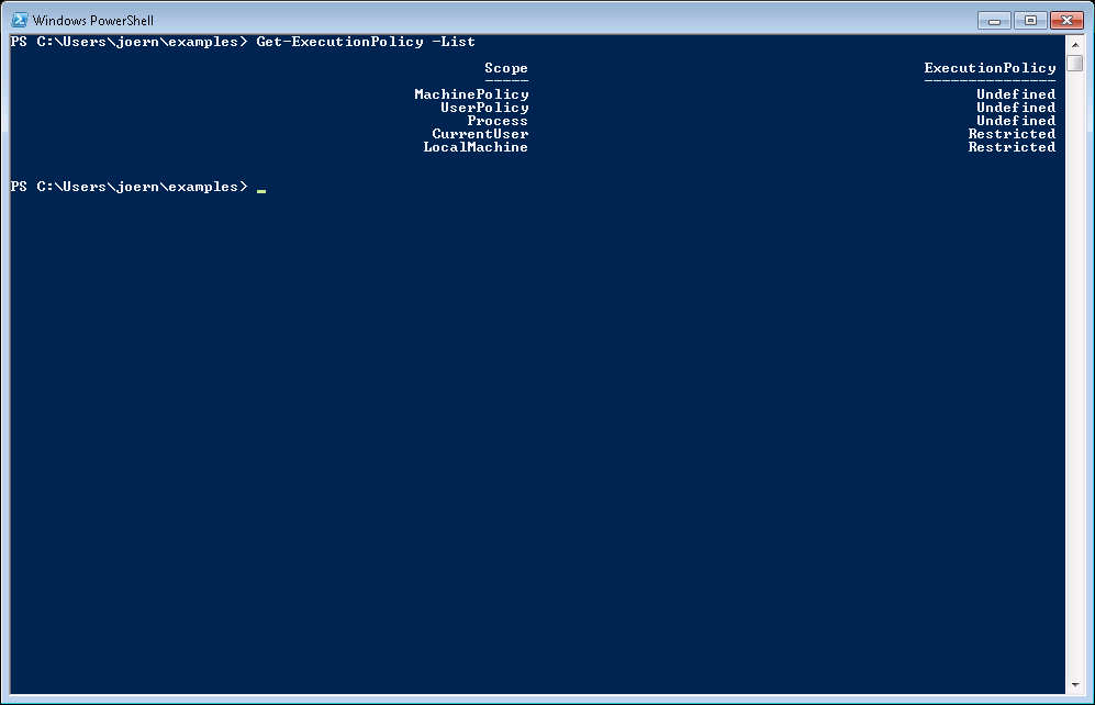 command "Get-ExecutionPolicy"