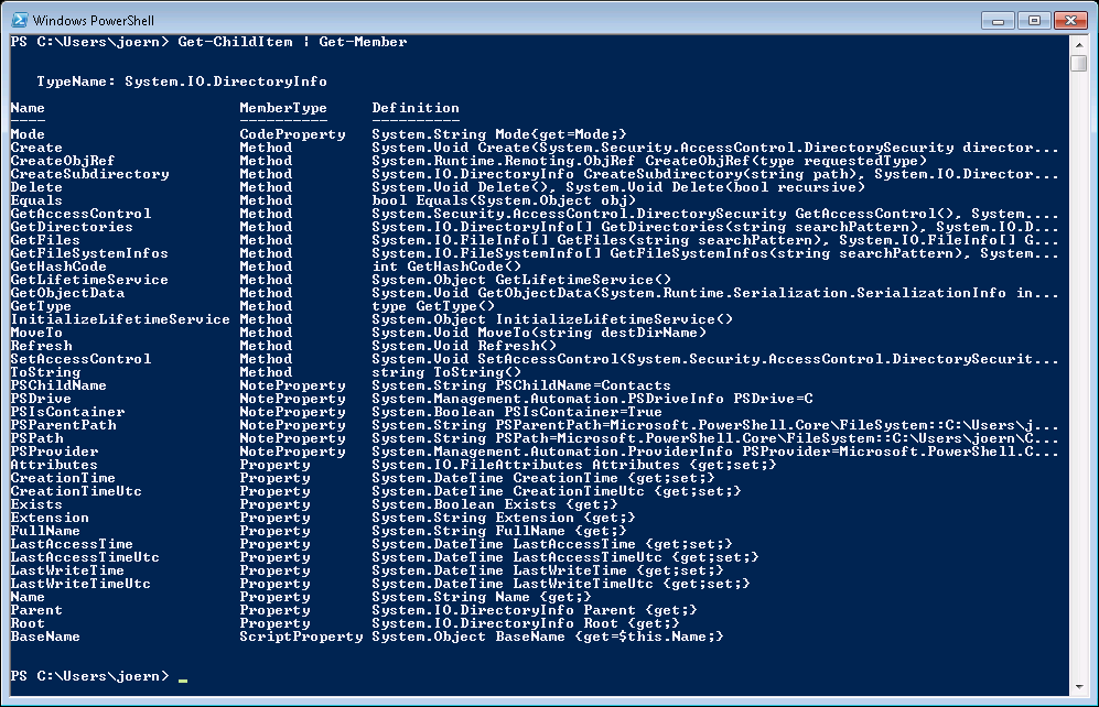 members of Sytem.IO.Directoryinfo returned by Get-ChildItem